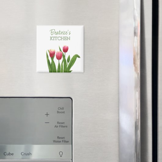 Rode tulpen met groen magneet (Insitu (Koelkast))