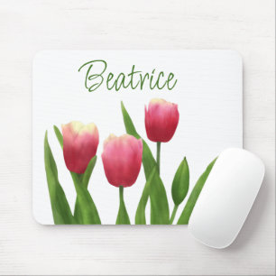 Rode tulpen met groen muismat