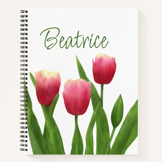 Rode tulpen met groen notitieboek (Voorkant)