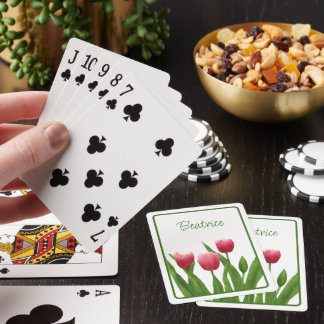 Rode tulpen met groen pokerkaarten