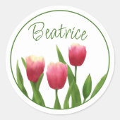 Rode tulpen met groen ronde sticker (Voorkant)