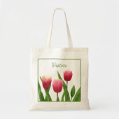 Rode tulpen met groen tote bag (Voorkant)
