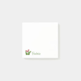 Rode tulpen met groene noten post-it® notes