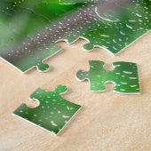 rode tulpen met regendruppels op raam legpuzzel (Zijkant)