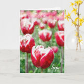 rode tulpen met regenval op venstersympathie kaart (Gele Bloem)