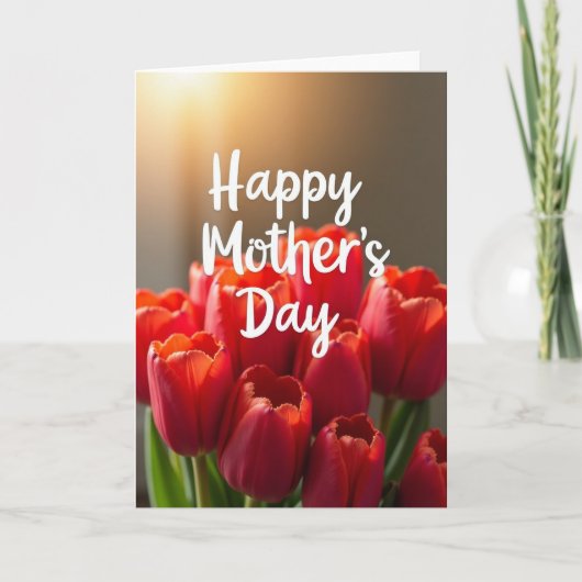 Rode Tulpen Moederdag Kaart (Voorkant)
