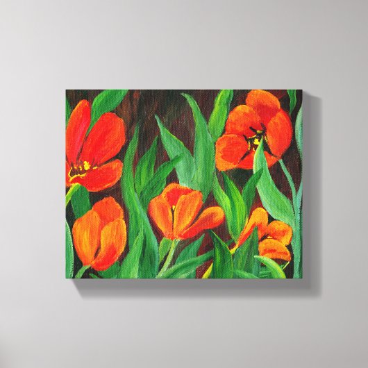 Rode Tulpen omwikkeld doek Canvas Afdruk (Voorkant)
