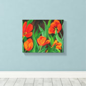 Rode Tulpen omwikkeld doek Canvas Afdruk (Insitu (Houten vloer))