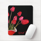 Rode Tulpen op Black Mousepad Muismat (Met muis)