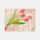 Rode tulpen op de achtergrond van schoon hout fleece deken (Voorkant (Horizontaal))
