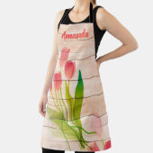 Rode tulpen op de achtergrond van schoon hout schort (Insitu)