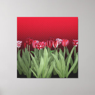 Rode Tulpen op gradiënt Canvas Afdruk