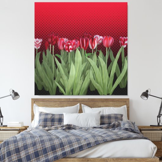 Rode Tulpen op gradiënt Canvas Afdruk (Insitu (Slaapkamer))