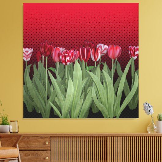 Rode Tulpen op gradiënt Canvas Afdruk (Insitu (Woonkamer))