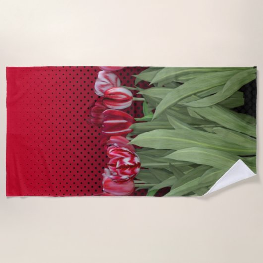 Rode Tulpen op gradiënt Strandlaken (Voorkant)