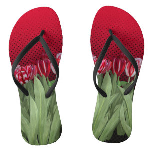 Rode Tulpen op gradiënt Teenslippers