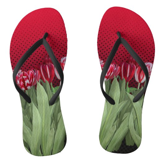 Rode Tulpen op gradiënt Teenslippers (Voetbed)