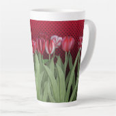 Rode tulpen op verloop latte mok (Rechterhoek)