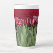 Rode tulpen op verloop latte mok (Voorkant)