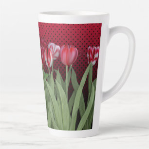 Rode tulpen op verloop latte mok