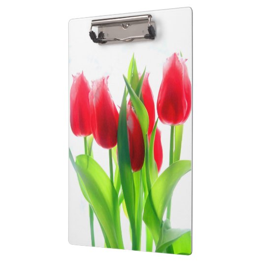 Rode tulpen op wit klembord (Links)