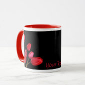 Rode tulpen op zwart Mok (Voorkant links)