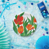 Rode tulpen papieren bordje (Feest)