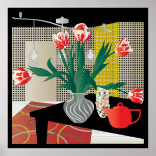 Rode tulpen poster