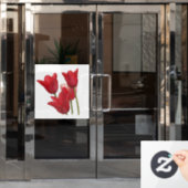 Rode tulpen raamsticker (Kantoordeur)