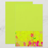 Rode tulpen rand geelgroen briefpapier (Voorkant / Achterkant)