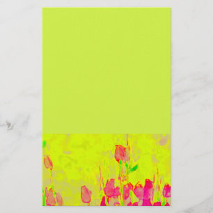 Rode tulpen rand geelgroen briefpapier