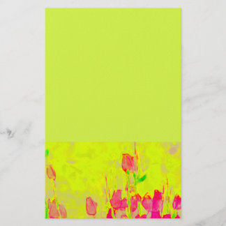 Rode tulpen rand geelgroen briefpapier