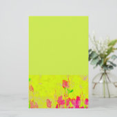 Rode tulpen rand geelgroen briefpapier (Staand voorkant)
