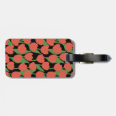Rode tulpen retro, gepersonaliseerd monogram bagagelabel (Achterkant horizontaal)