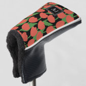 Rode tulpen retro, gepersonaliseerd monogram golfheadcover (3/4 voorkant)