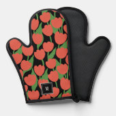 Rode tulpen retro, gepersonaliseerd monogram ovenwant (Voorkant / Achterkant)