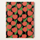 Rode tulpen retro, gepersonaliseerd monogram planner (Achterkant)