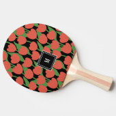 Rode tulpen retro, gepersonaliseerd monogram tafeltennisbatje (Zijkant)