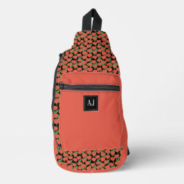 Rode tulpen retro, gepersonaliseerd sling bag