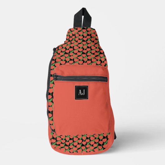 Rode tulpen retro, gepersonaliseerd sling bag (Voorkant)
