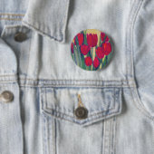 Rode tulpen ronde button 5,7 cm (In situ)