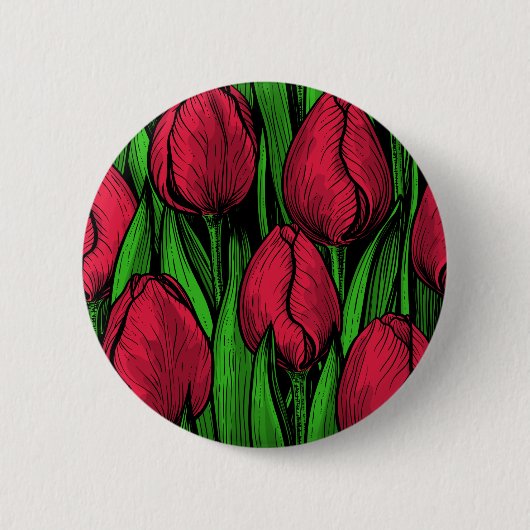 Rode tulpen ronde button 5,7 cm (Voorkant)