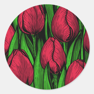 Rode tulpen ronde sticker
