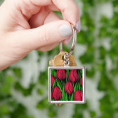 Rode tulpen sleutelhanger (Hand)