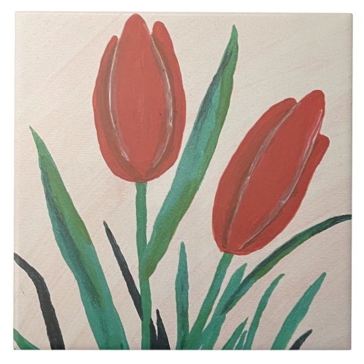 Rode tulpen tegeltje (Voorkant)
