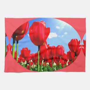 Rode tulpen theedoek