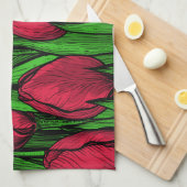 Rode tulpen theedoek (Quarter Fold)