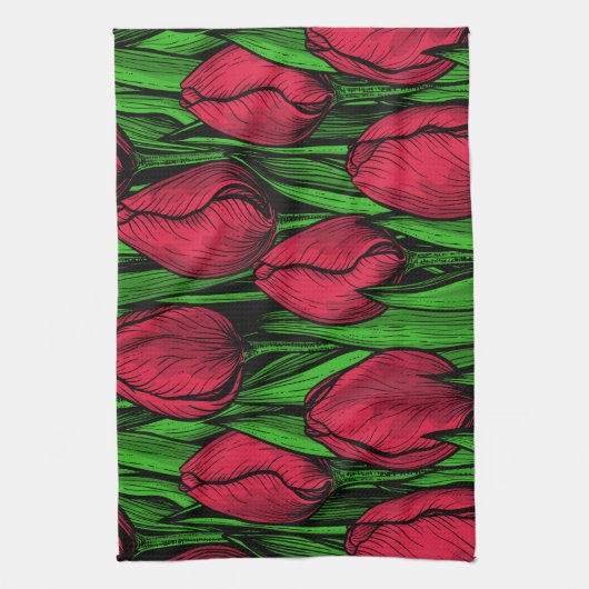 Rode tulpen theedoek (Verticaal)