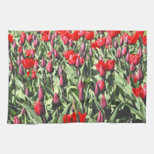 Rode tulpen theedoek