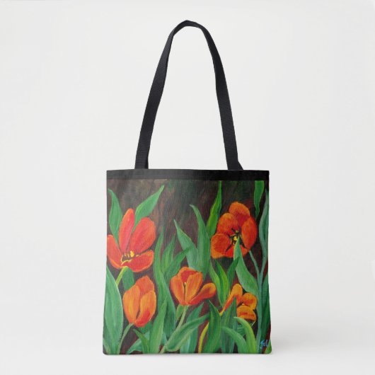 Rode tulpen tote bag (Voorkant)
